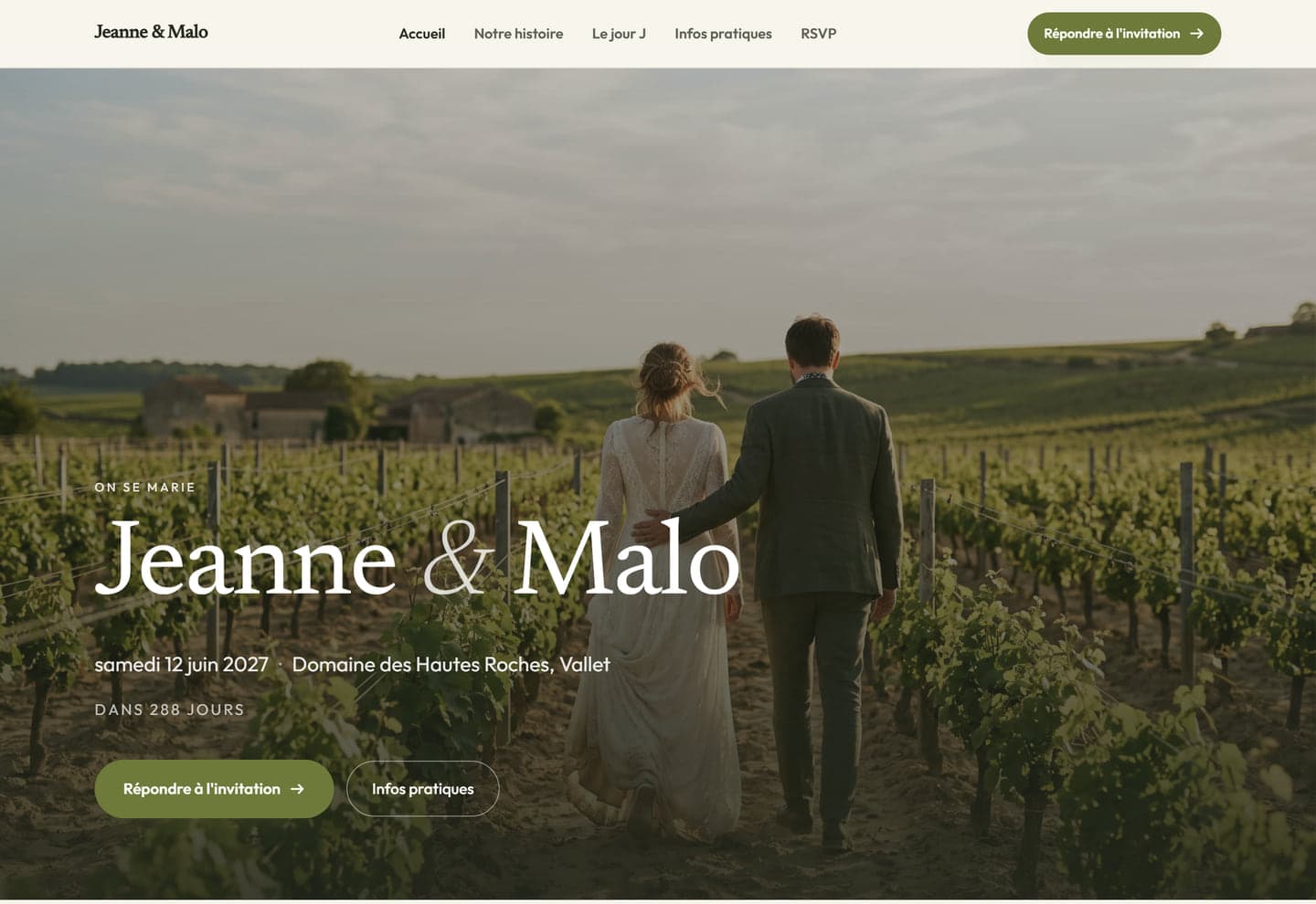 Aperçu du site Jeanne & Malo