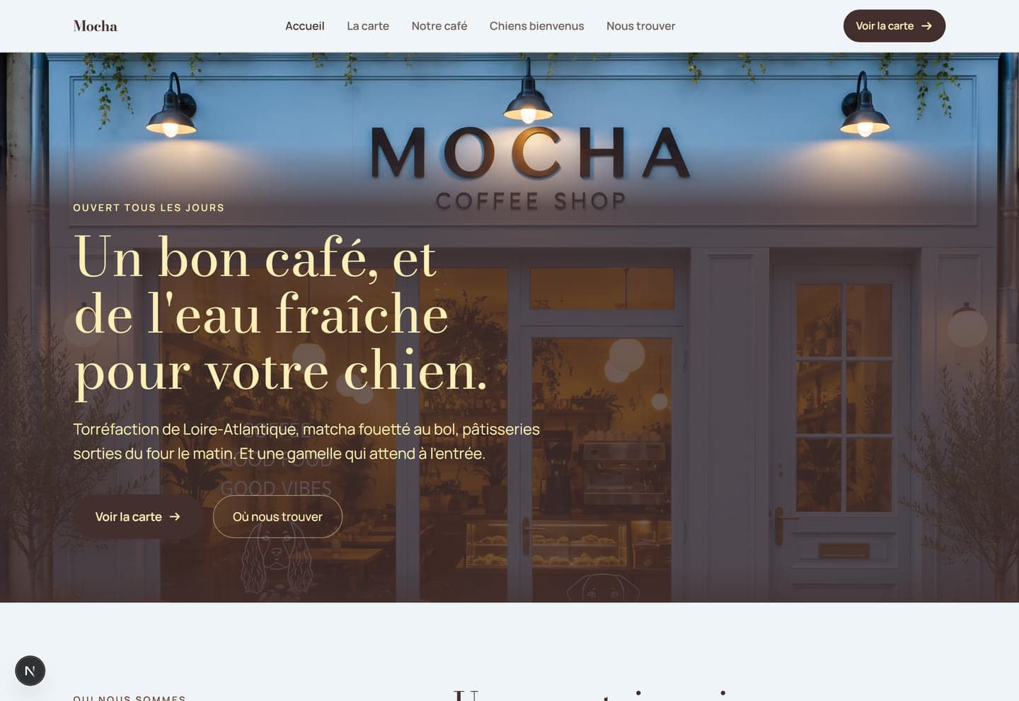 Aperçu du site Mocha